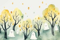 Haunted forest outdoors cartoon drawing. 