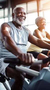 photo of happy senior african people working out inthe gym.  