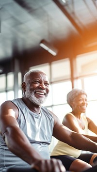 photo of happy senior african people working out inthe gym.  