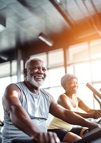 photo of happy senior african people working out inthe gym.  