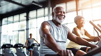 photo of happy senior african people working out inthe gym.  