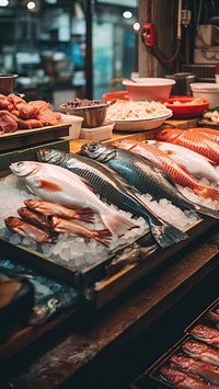 photo of Japanese fish market.  