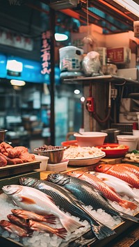 photo of Japanese fish market.  