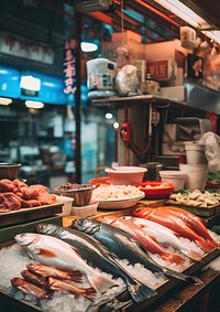 photo of Japanese fish market.  