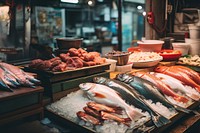 photo of Japanese fish market.  