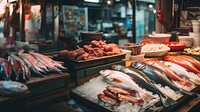 photo of Japanese fish market.  