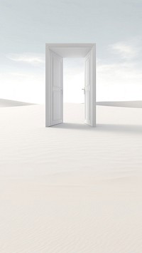 3d illustration of door leading to nowhere, isolated on white background.  