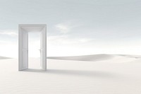 3d illustration of door leading to nowhere, isolated on white background.  