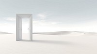 3d illustration of door leading to nowhere, isolated on white background. AI generated Image by rawpixel. 