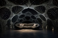 Night patterned wall room architecture furniture illuminated. AI generated Image by rawpixel.