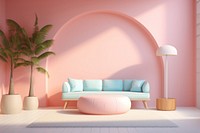 Pastel wall room architecture furniture cushion.