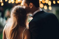 Wedding bride portrait kissing. 