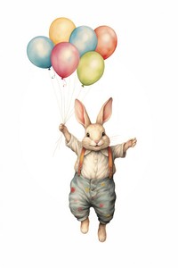 Rabbit party balloon white background representation. 