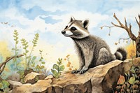 Wildlife raccoon drawing cartoon. 