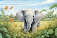 Wildlife grassland elephant outdoors. 