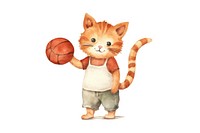 Cat playing basketball cartoon sports animal. 