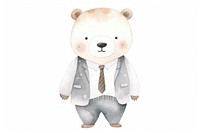 Cute white bear wearing suit cartoon mammal animal. AI generated Image by rawpixel.