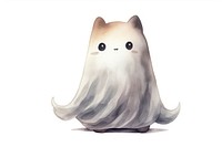 Cute cat wearing ghost custume animal cartoon white background. AI generated Image by rawpixel.