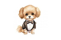 Cute dog wearing wedding suit animal cartoon mammal. 