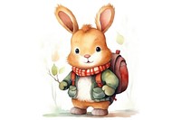 Cute rabbit wearing school bag cartoon animal mammal. 