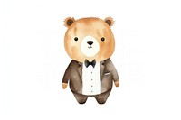 Cute sloth wearing suit cartoon toy white background. 