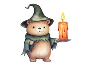 Bear holding halloween candle cartoon animal white background. AI generated Image by rawpixel.