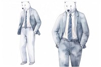 Business polar bear cartoon drawing sketch. AI generated Image by rawpixel.