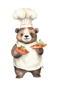 Giant panda cooking cartoon bear white background. 