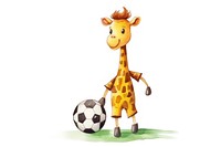 Giraffe play footbal football cartoon mammal. AI generated Image by rawpixel.