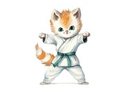 Fox playing taekwondo cartoon karate cute. 