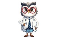 Owl doctor cartoon white background representation. AI generated Image by rawpixel.