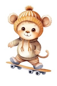 Monkey playing skateboard cartoon cute toy. 