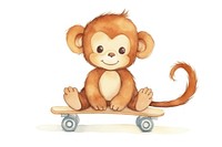 Monkey skateboard cartoon mammal animal. AI generated Image by rawpixel.