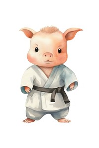 Pig playing judo cartoon karate mammal. 