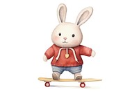 Rabbit playing skateboard cartoon plush cute. 