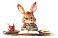 Rabbit student animal publication cartoon. AI generated Image by rawpixel.