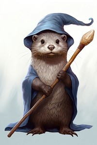 Otter witch animal mammal sketch. AI generated Image by rawpixel.