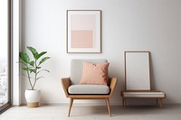 Photo frames in a minimal living room. .