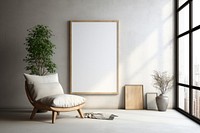 Photo frame in a minimal living room. 