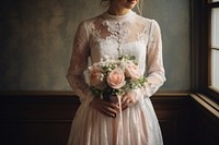 Flower bouquet wedding fashion dress. 