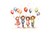 Kids celebration birthday balloon white background togetherness. 