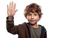 Young Boy Raising Hand hand portrait child. 