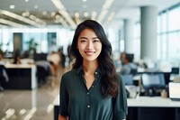 Happy asian woman smiling standing portrait blouse. 