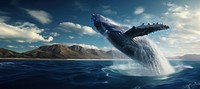 Blue whale ocean outdoors animal. 