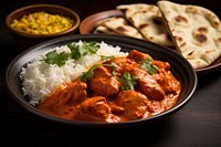 Tikka masala curry plate food meat. AI generated Image by rawpixel.