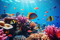 Underwater coral reef underwater fish aquarium. 