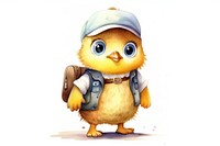 Baby chick carrying a school bag animal bird cute. 