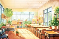 Elementary school classroom architecture furniture building. AI generated Image by rawpixel.