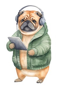 Dog headphones cartoon mammal. 