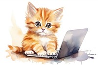 Animal laptop computer sitting. AI generated Image by rawpixel.